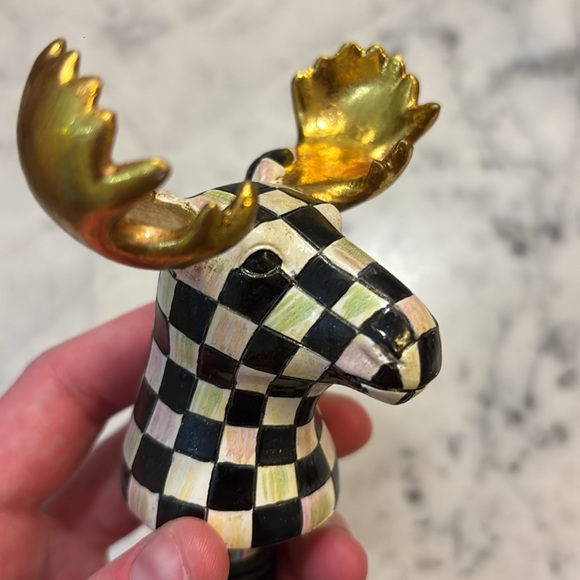 Mackenzie Childs Courtly Check Moose Bottle Stopper - Picture 7 of 14